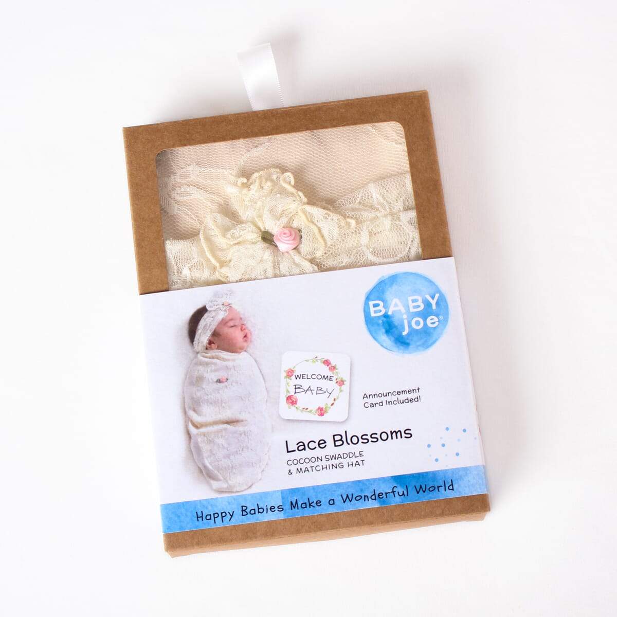 Lace Blossoms Baby Cocoon Swaddle Set with Headband