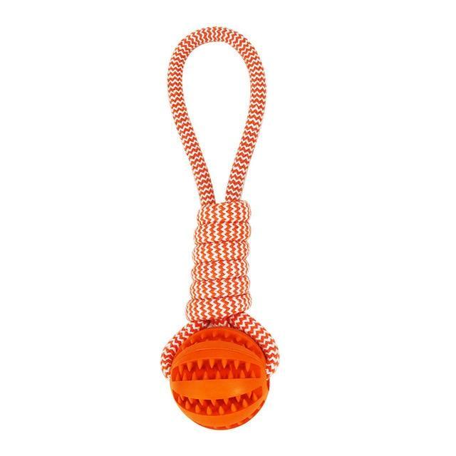Durable Rubber Ball Chew Toy with Cotton Rope - Interactive for Dogs