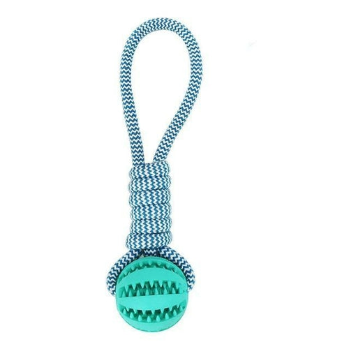 Durable Rubber Ball Chew Toy with Cotton Rope - Interactive for Dogs