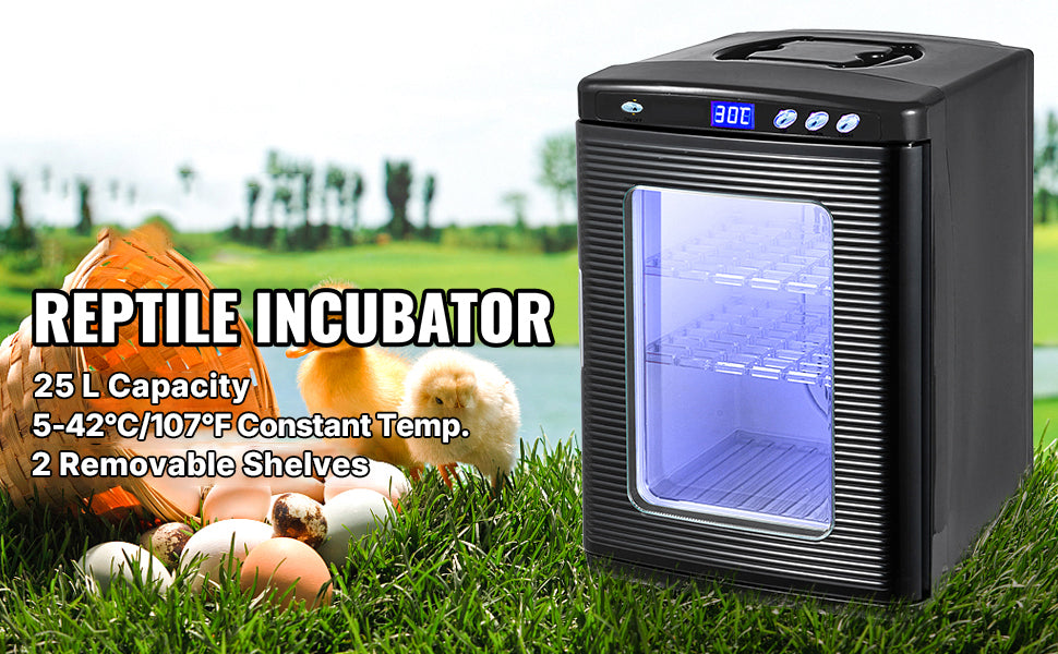 SucceBuy 25L Reptile Incubator - Digital Egg Incubator (5-42°C)